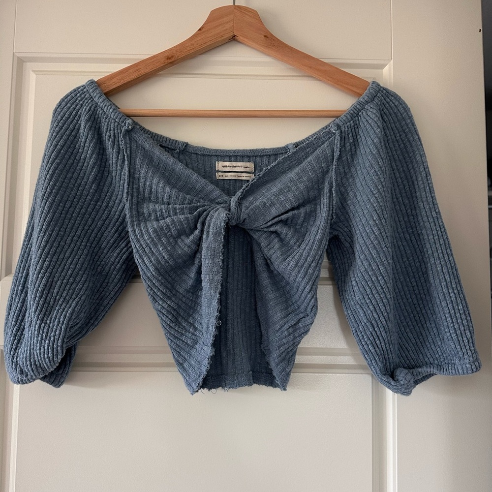 Blue Ribbed Women's Top